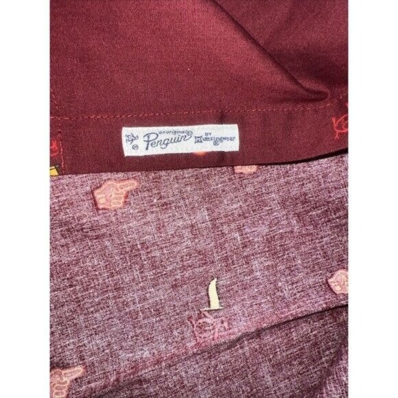 Original Penguin Mens Long Sleeve Button-Down Shirt Red With Print Size L - Picture 8 of 10